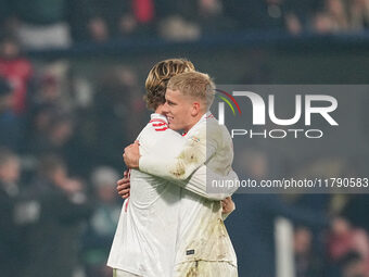 Albert Groenbaek of Denmark  with post game celebration during the Nations League Round 6 match between Serbia qnd Denmark at Dubocica Stadi...