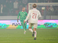 Kasper Schmeichel of Denmark  controls the ball during the Nations League Round 6 match between Serbia qnd Denmark at Dubocica Stadium, Lesk...