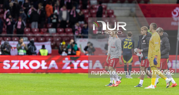 Adam Buksa (POL), Antoni Kozubal (POL), Michal Gurgul (POL), Lukasz Skorupski (POL) during UEFA Nations League match Poland vs Scotland in W...