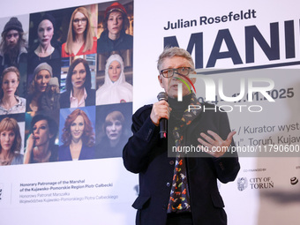 Marek Zydowicz, the CEO and founder of Energa Camerimage Film Festival attends the opening of 'Manifesto' exhibition by Julian Rosefeldt in...