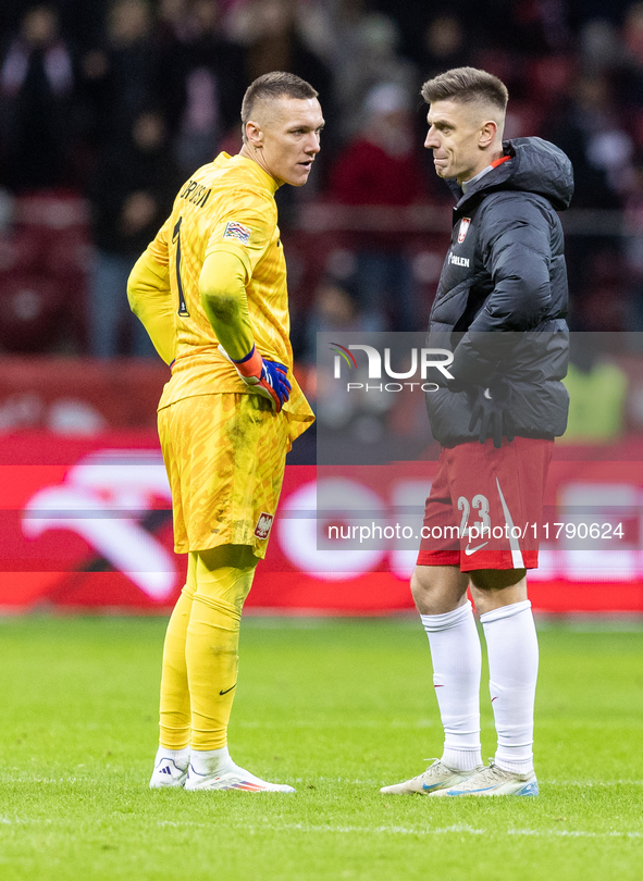 Lukasz Skorupski , Krzysztof Piatek  during UEFA Nations League match Poland vs Scotland in Warsaw Poland on 18 November 2024. 