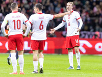 Piotr Zielinski , Bartosz Slisz , Adam Buksa  during UEFA Nations League match Poland vs Scotland in Warsaw Poland on 18 November 2024. (