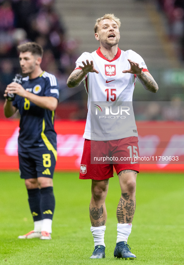 Tymoteusz Puchacz  during UEFA Nations League match Poland vs Scotland in Warsaw Poland on 18 November 2024. 