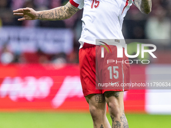 Tymoteusz Puchacz , Anthony Ralston  during UEFA Nations League match Poland vs Scotland in Warsaw Poland on 18 November 2024. (