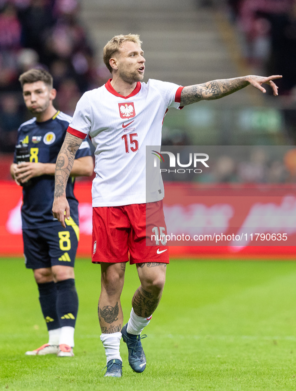 Tymoteusz Puchacz  during UEFA Nations League match Poland vs Scotland in Warsaw Poland on 18 November 2024. 