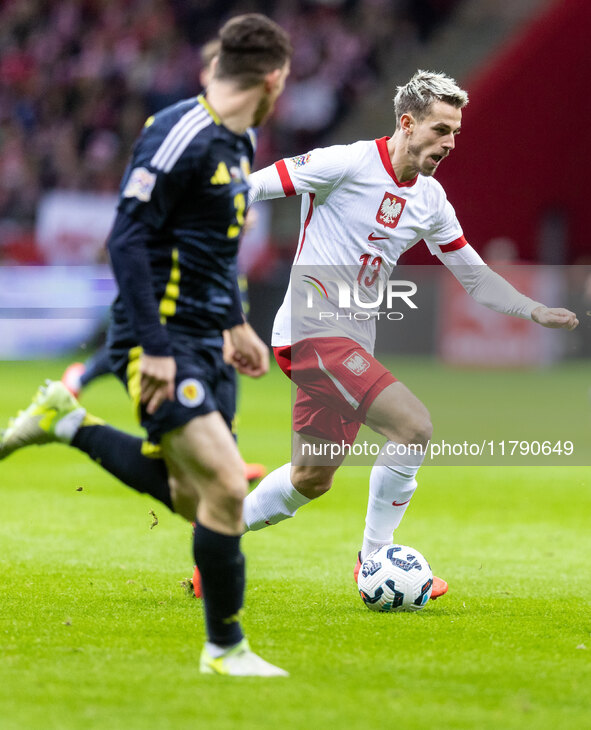 Jakub Kaminski  during UEFA Nations League match Poland vs Scotland in Warsaw Poland on 18 November 2024. 