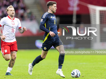 Tymoteusz Puchacz , Ryan Christie  during UEFA Nations League match Poland vs Scotland in Warsaw Poland on 18 November 2024. (