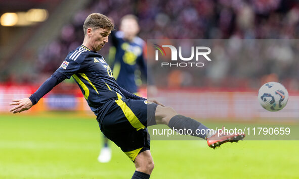 Ryan Gauld  during UEFA Nations League match Poland vs Scotland in Warsaw Poland on 18 November 2024. 