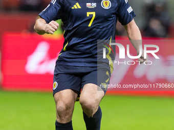 John McGinn  during UEFA Nations League match Poland vs Scotland in Warsaw Poland on 18 November 2024. (