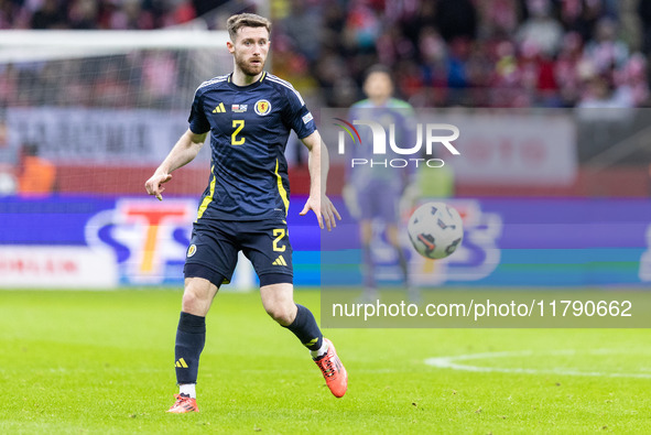 Anthony Ralston  during UEFA Nations League match Poland vs Scotland in Warsaw Poland on 18 November 2024. 