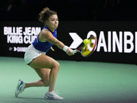 MALAGA, SPAIN - NOVEMBER 18: Jasmine Paolini of Team Italy in her singles match against Iga Swiatek of Team Poland in the Semi-Final tie bet...