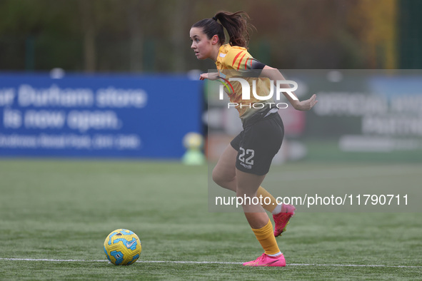 Cerys Brown of London City Lionesses plays during the FA Women's Championship match between Durham Women FC and London City Lionesses at Mai...