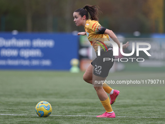 Cerys Brown of London City Lionesses plays during the FA Women's Championship match between Durham Women FC and London City Lionesses at Mai...