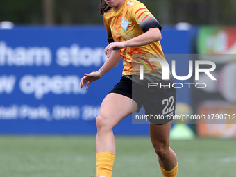 Cerys Brown of London City Lionesses plays during the FA Women's Championship match between Durham Women FC and London City Lionesses at Mai...