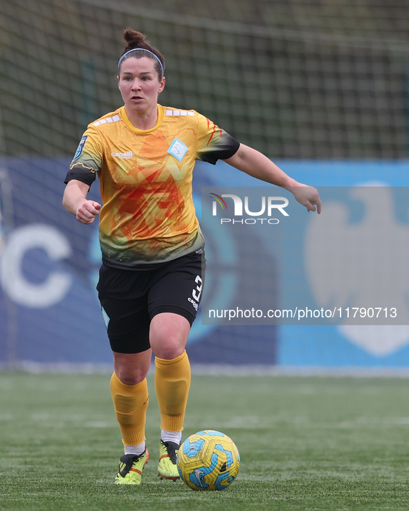 Emma Mukandi of London City Lionesses plays during the FA Women's Championship match between Durham Women FC and London City Lionesses at Ma...