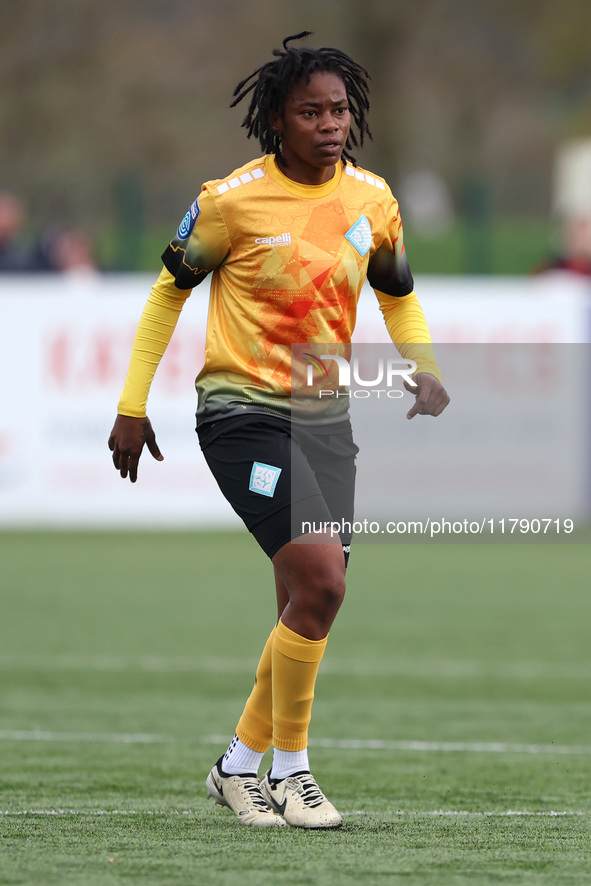 Charlene Meyong of London City Lionesses plays during the FA Women's Championship match between Durham Women FC and London City Lionesses at...