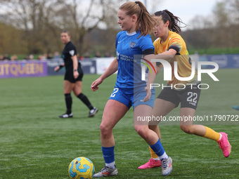 Lily Crosthwaite of Durham Women competes with London City Lionesses' Cerys Brown during the FA Women's Championship match between Durham Wo...