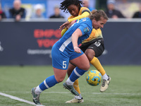 Sarah Wilson of Durham Women competes with Charlene Meyong of London City Lionesses during the FA Women's Championship match between Durham...