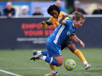 Sarah Wilson of Durham Women competes with Charlene Meyong of London City Lionesses during the FA Women's Championship match between Durham...