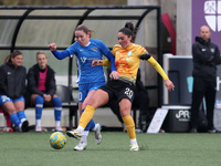 Maddi Wilde of London City Lionesses battles for possession with Hannah Blake of Durham Women during the FA Women's Championship match betwe...