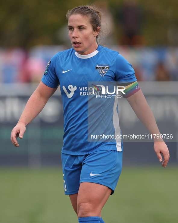 Sarah Wilson of Durham Women participates in the FA Women's Championship match between Durham Women FC and London City Lionesses at Maiden C...