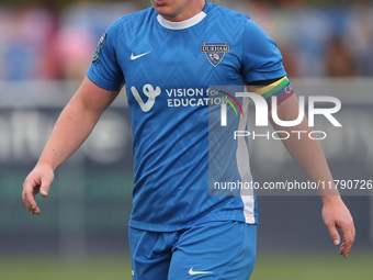 Sarah Wilson of Durham Women participates in the FA Women's Championship match between Durham Women FC and London City Lionesses at Maiden C...