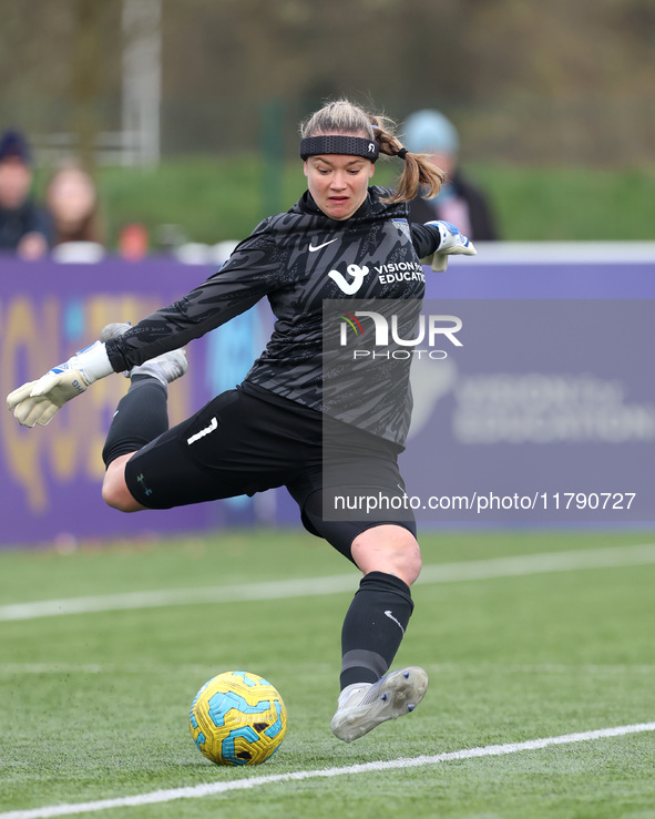 Tatiana Saunders of Durham Women plays during the FA Women's Championship match between Durham Women FC and London City Lionesses at Maiden...