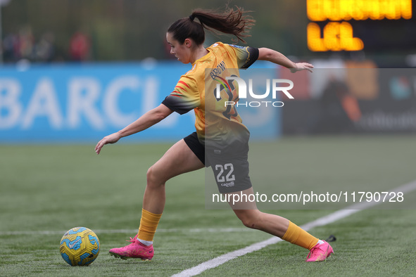 Cerys Brown of London City Lionesses plays during the FA Women's Championship match between Durham Women FC and London City Lionesses at Mai...