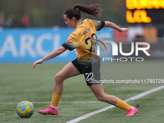 Cerys Brown of London City Lionesses plays during the FA Women's Championship match between Durham Women FC and London City Lionesses at Mai...