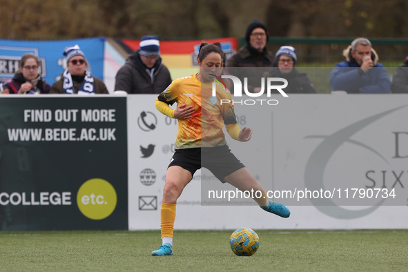 Megan Campbell of London City Lionesses participates in the FA Women's Championship match between Durham Women FC and London City Lionesses...