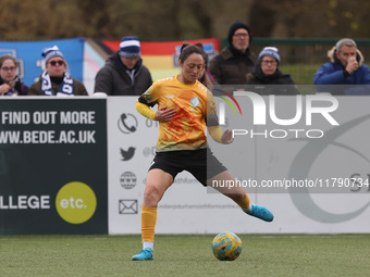 Megan Campbell of London City Lionesses participates in the FA Women's Championship match between Durham Women FC and London City Lionesses...