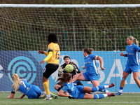 Charlene Meyong of London City Lionesses shoots at the goal, and Sarah Wilson allegedly stops it with her hand, resulting in a penalty kick...