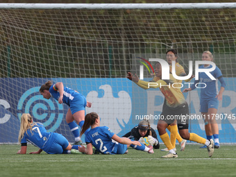 Charlene Meyong of the London City Lionesses appeals for handball during the FA Women's Championship match between Durham Women FC and Londo...