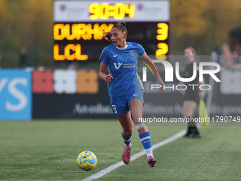 Mollie Lambert of Durham Women plays during the FA Women's Championship match between Durham Women FC and London City Lionesses at Maiden Ca...