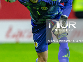 Craig Gordon is playing during the  UEFA Nations League 2024 League A Group A1 match between Poland and Scotland, at the  PGE Narodowy in Wa...