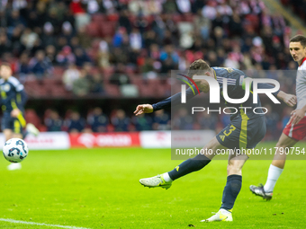 Andy Robertson during the  UEFA Nations League 2024 League A Group A1 match between Poland and Scotland, at the  PGE Narodowy in Warsaw, Pol...