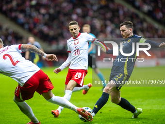 Andy Robertson during the  UEFA Nations League 2024 League A Group A1 match between Poland and Scotland, at the  PGE Narodowy in Warsaw, Pol...