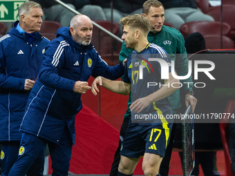 Steve Clarke, Stuart Armstrong during the  UEFA Nations League 2024 League A Group A1 match between Poland and Scotland, at the  PGE Narodow...