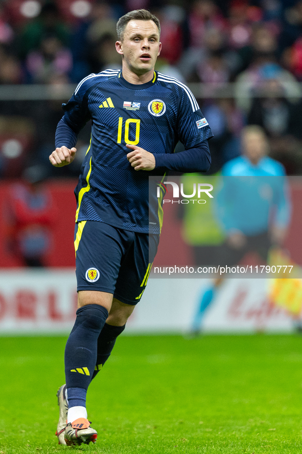 Lawrence Shankland during the  UEFA Nations League 2024 League A Group A1 match between Poland and Scotland, at the  PGE Narodowy in Warsaw,...