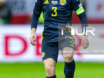 Andy Robertson during the  UEFA Nations League 2024 League A Group A1 match between Poland and Scotland, at the  PGE Narodowy in Warsaw, Pol...