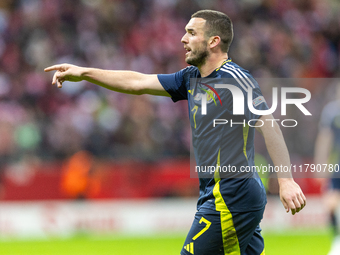 John McGinn during the  UEFA Nations League 2024 League A Group A1 match between Poland and Scotland, at the  PGE Narodowy in Warsaw, Poland...