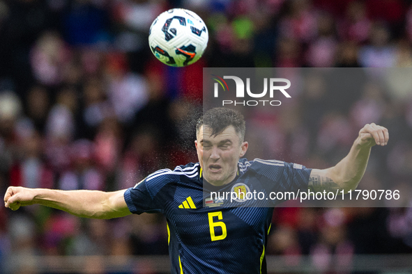 John Souttar during the  UEFA Nations League 2024 League A Group A1 match between Poland and Scotland, at the  PGE Narodowy in Warsaw, Polan...