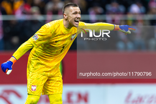 Lukasz Skorupski reacts during the  UEFA Nations League 2024 League A Group A1 match between Poland and Scotland, at the  PGE Narodowy in Wa...