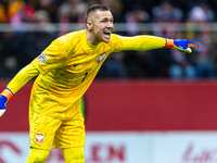 Lukasz Skorupski reacts during the  UEFA Nations League 2024 League A Group A1 match between Poland and Scotland, at the  PGE Narodowy in Wa...