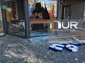 A car window breaks as a result of Russian rocket fire in Odesa, Ukraine, on November 18, 2024. NO USE RUSSIA. NO USE BELARUS. (