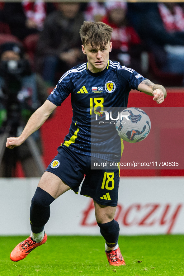 Ben Doak during the  UEFA Nations League 2024 League A Group A1 match between Poland and Scotland, at the  PGE Narodowy in Warsaw, Poland, o...