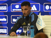 In Buenos Aires, Argentina, on November 18, 2024, the head coach of the Argentina National Team, Lionel Scaloni, speaks at a press conferenc...