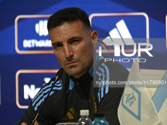 In Buenos Aires, Argentina, on November 18, 2024, the head coach of the Argentina National Team, Lionel Scaloni, speaks at a press conferenc...