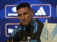 In Buenos Aires, Argentina, on November 18, 2024, the head coach of the Argentina National Team, Lionel Scaloni, speaks at a press conferenc...