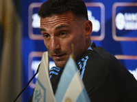 In Buenos Aires, Argentina, on November 18, 2024, the head coach of the Argentina National Team, Lionel Scaloni, speaks at a press conferenc...